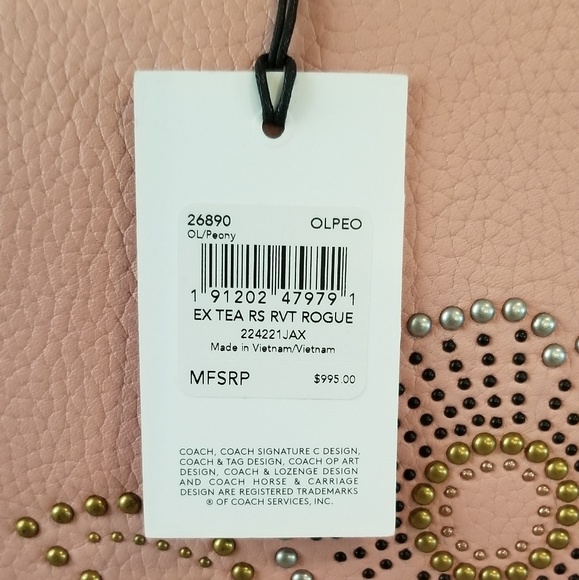 🌺NWT Coach 1941 Exotic Tea Rose Rivet Rogue - Picture 7 of 8